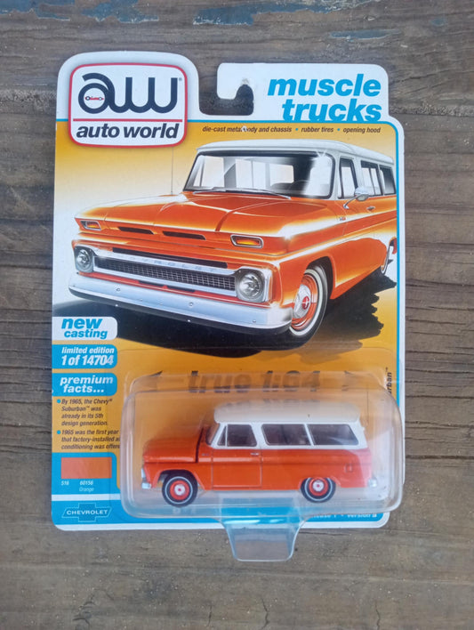 Auto World Muscle Trucks #1 1965 Chevy Suburban Orange NIP